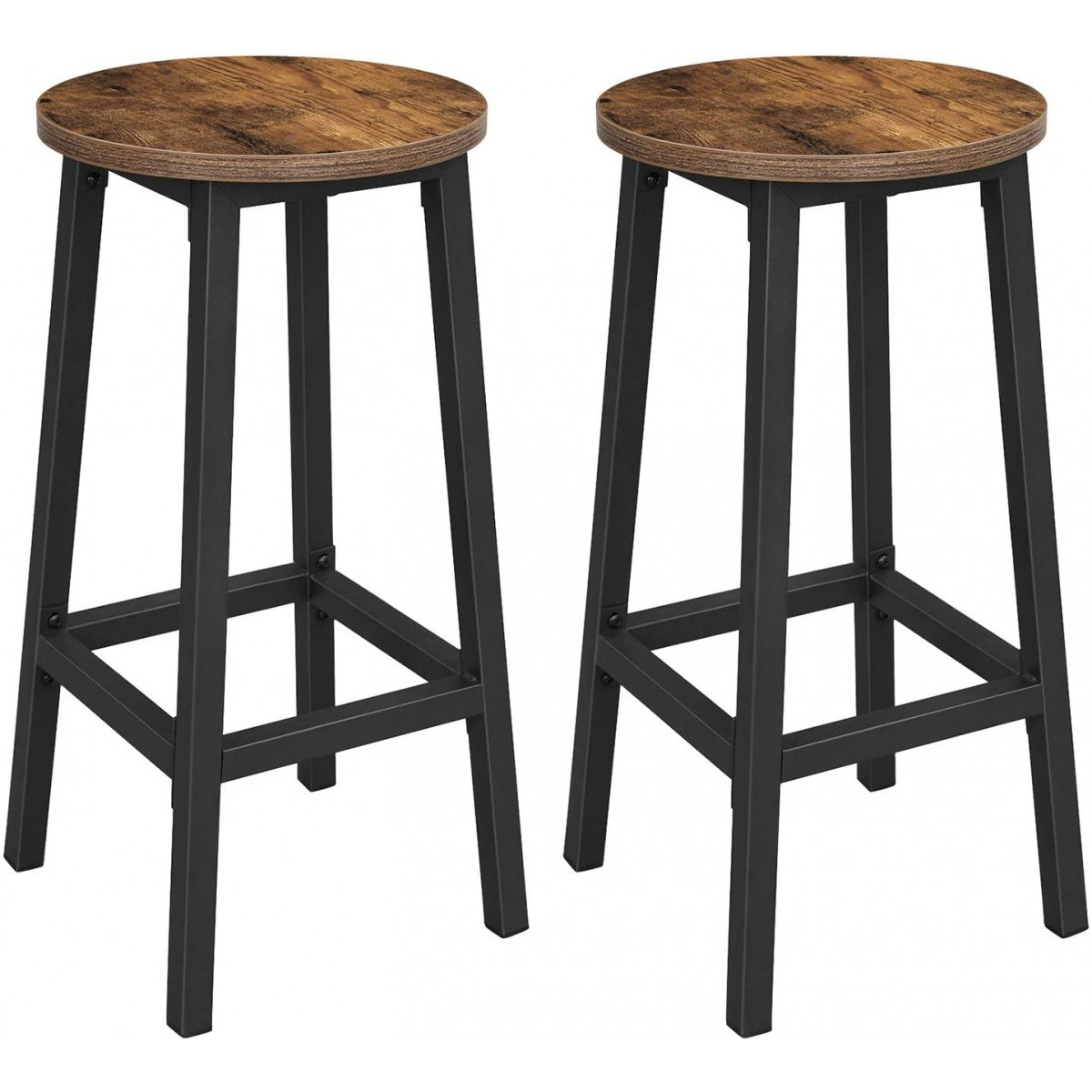 barstoel 2 stuks 32x65cm rond zitvlak bruin hout metaal megamix.sk