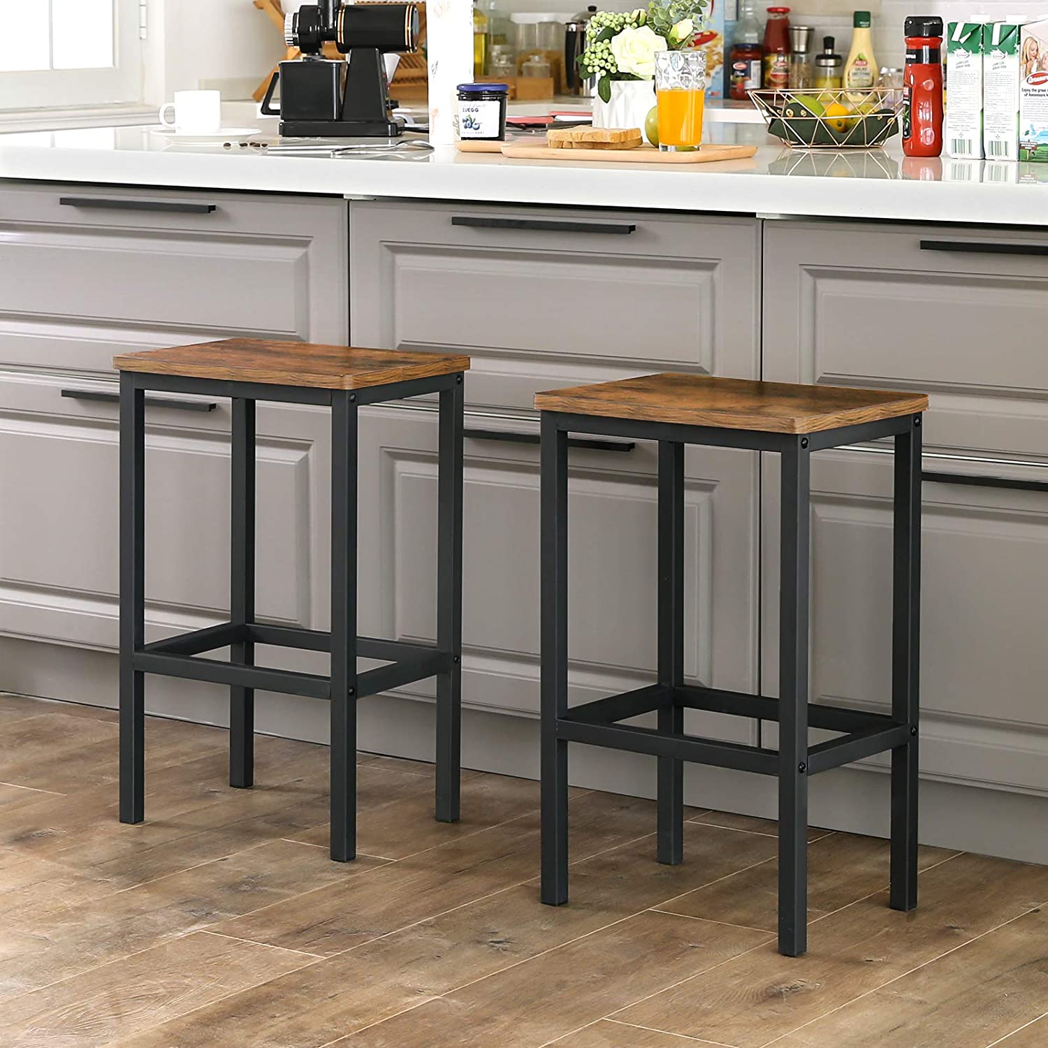 barstoelen 2 stuks 40x30x65cm bruin hout metaal megamix.sk