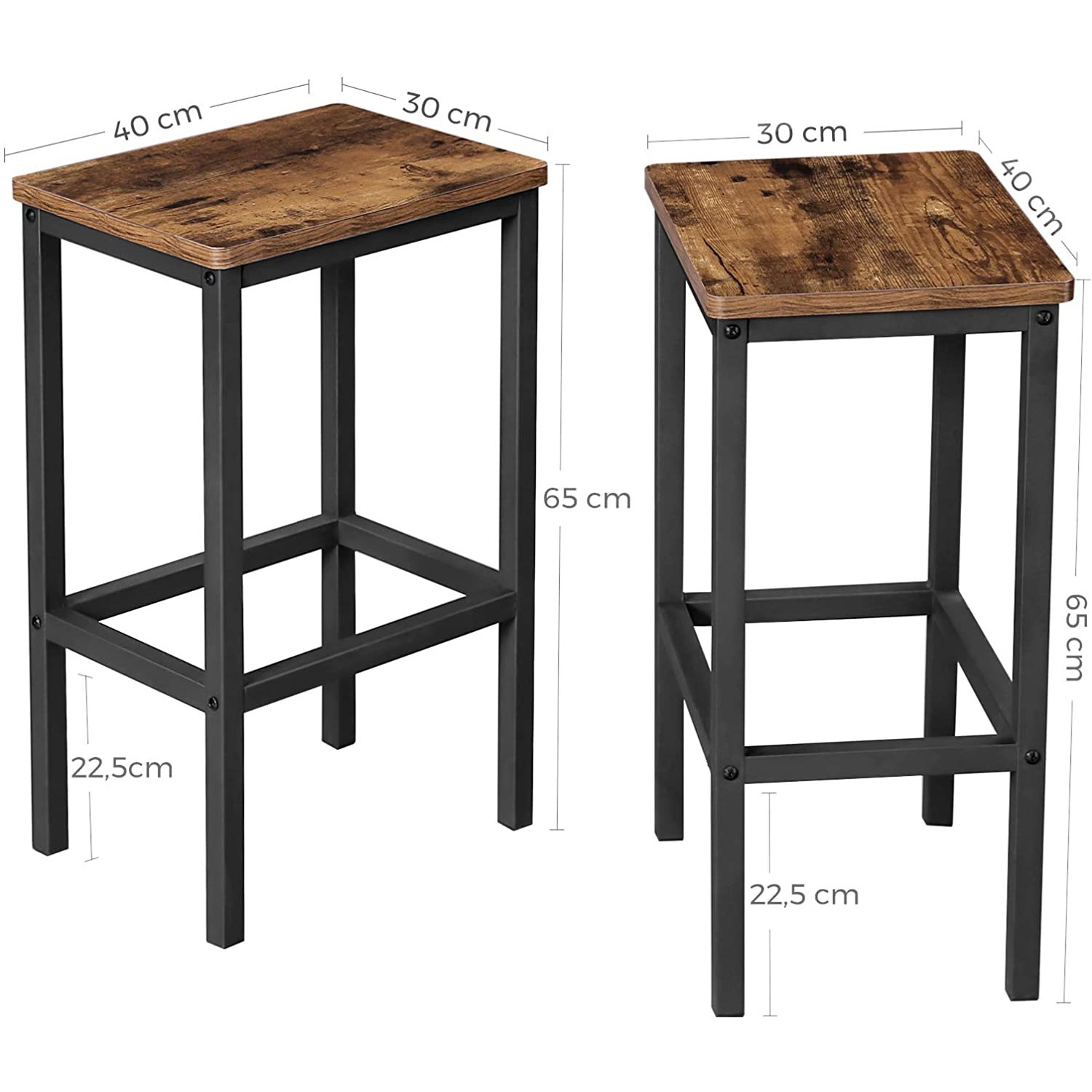 barstoelen 2 stuks 40x30x65cm bruin hout metaal megamix.sk