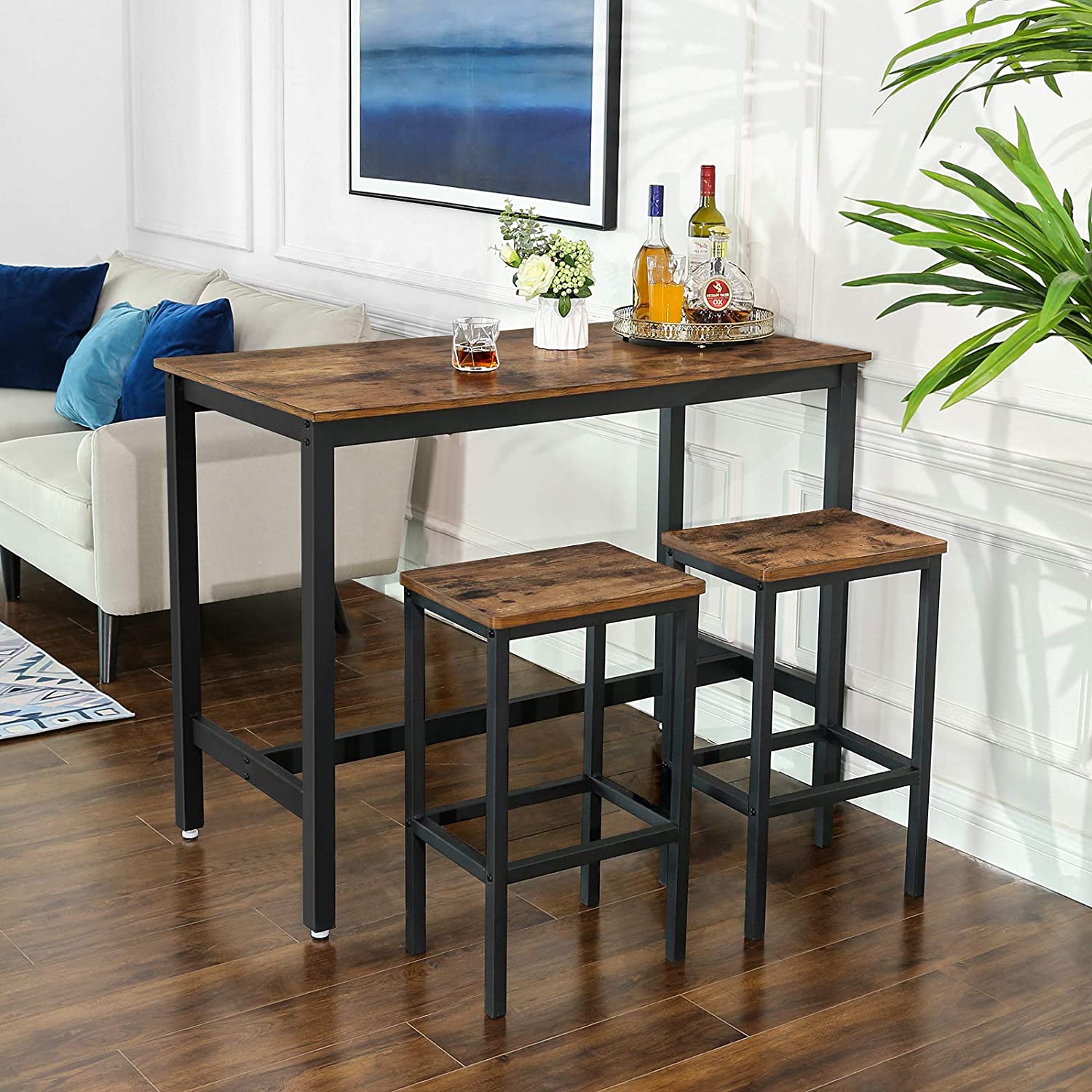 barstoelen 2 stuks 40x30x65cm bruin hout metaal megamix.sk