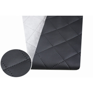 Gestikt ecoleer MARINA grafietgrijs 140 cm x 0,5 m