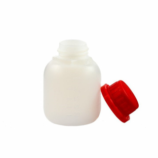 Fles 100ml HDPE en rode dop