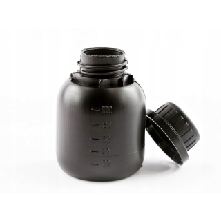 Fles 100ml HDPE zwart en dop met sluiting