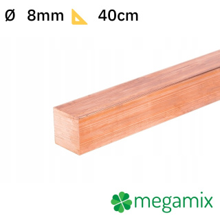 Koperen vierkantstaf 08x08mm 40cm