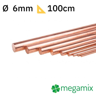 Koperen staaf 1m Φ6mm metalen staaf
