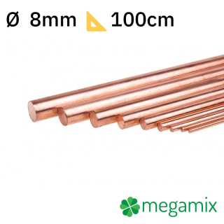 Koperen staaf 1m Φ8mm metalen staaf