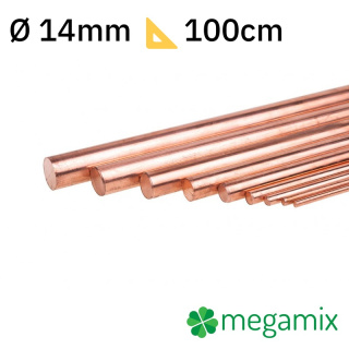 Koperen staaf 1m Φ14mm metalen staaf