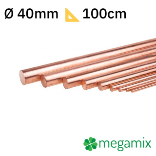 Koperen staaf 1m Φ40mm metalen staaf