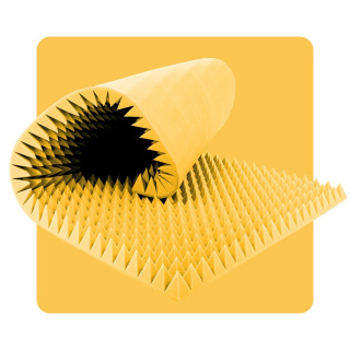 Akoestisch paneel schuim Pyramide 200×100 cm 6 cm geel