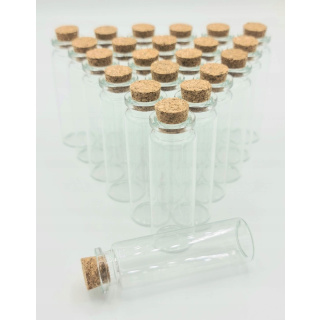 Glazen buisjes met kurk 70 mm, diameter 22 mm, 10 stuks