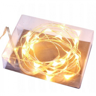 Lichtdraad met 20 LED-lampen op batterijen, warme witte lichtkleur