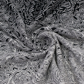 Jacquard stof gebreide zwart-witte bloemen bies 0,5m