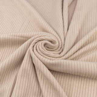 Viscose stof gebreid licht beige streep 0,5m