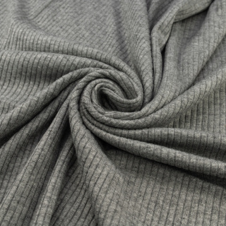 Viscose stof gebreid grijs melange streep 0,5m