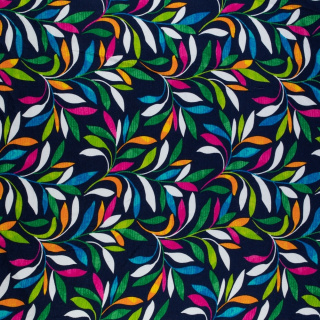 Viscose stof gebreide marineblauw takken patroon 0,5m