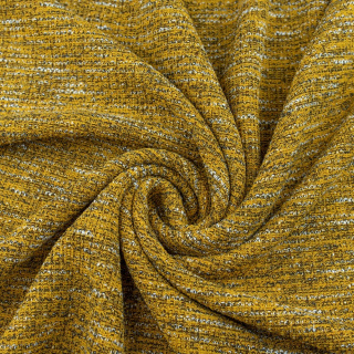 Tricot stof honingkleurig gestreept patroon 0,5m