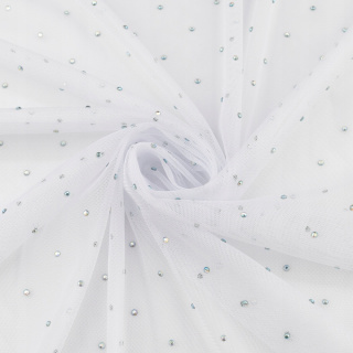 Stof tyl wit zacht met steentjes 0,5m