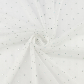 Stof tyl ecru zacht met steentjes 0,5m