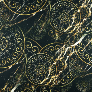 Sweatstof met lus zwart oosters patroon 0,5m