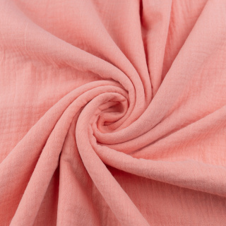 Stof mousseline katoen koraal 100% katoen 0,5m