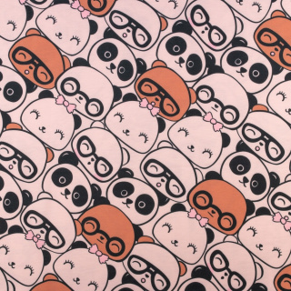 Sweatstof glad gebreide panda patroon 0,5m