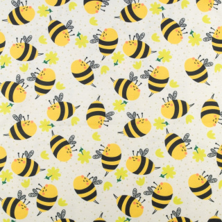 Sweatstof ecru glad gebreide stof bijen patroon 0,5m