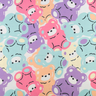 Sweatstof gebreid stof gekleurde beertjes patroon 0,5m