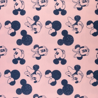 Roze sweatstof gebreide stof Mickey Mouse patroon 0,5m