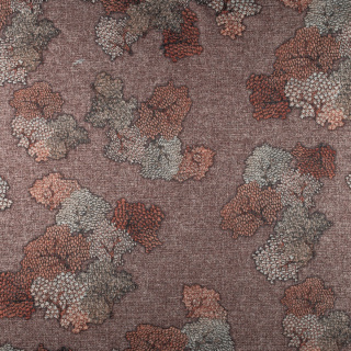 Stof gebreide lurex bruin bladeren patroon 0,5m