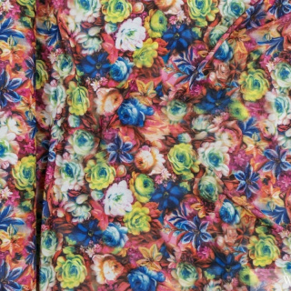 Elastisch gaasstof bloemen 3D patroon 0,5m