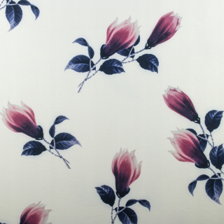 Stof Jersey ITY wit glad gebreide bloemen 0,5m