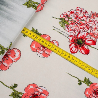 Stof Jersey ITY grijs glad bloemen tricot 0,5m