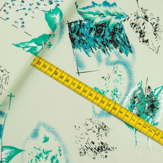 Stof Jersey ITY groene bladeren gebreide stof 0,5m