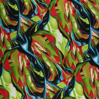 Stof Jersey ITY groene abstracte patroon tricot 0,5m