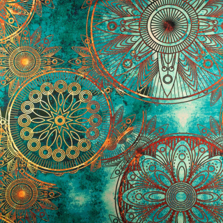 Stof Jersey ITY groen oosters patroon gebreide stof 0,5m