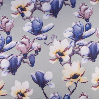 Stof Jersey ITY grijs glad bloemen tricot 0,5m