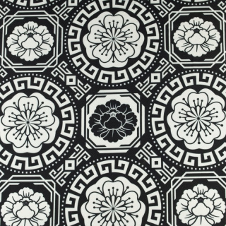 Stof Jersey ITY zwart Griekse mandala gebreide stof 0,5m