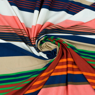 Stof Jersey ITY gekleurd strepen patroon gebreide stof 0,5m