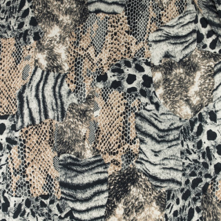 Stof ITY grijs glad dierlijk patroon gebreide stof 0,5m