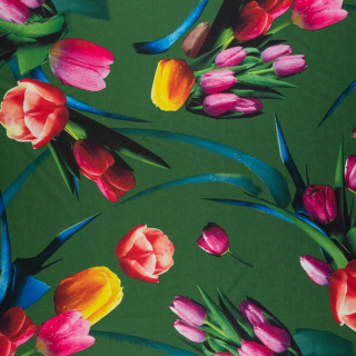Stof Jersey ITY groen glad tulpen tricot 0,5m