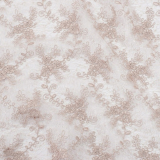 Stof kant beige zacht bloemen 0,5m