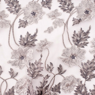 Stof kant grijs zacht bloemen 0,5m