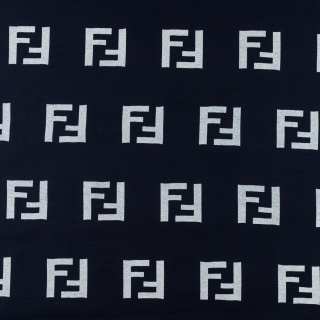 Stof American krepp marineblauw Italiaans patroon 0,5m