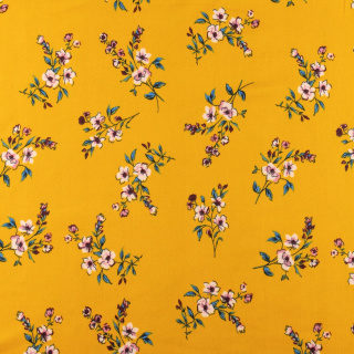 Stof ITY gebreide stof geel glad bloemen 0,5m