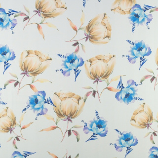 Stof Barbie Marchiano crème glad bloemen patroon 0,5m