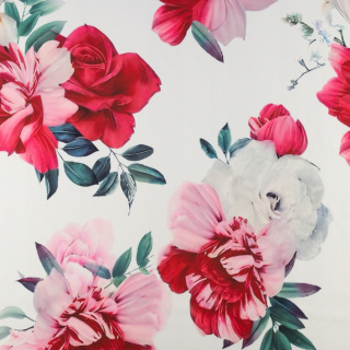 Stof Barbie Marchiano crème glad bloemen patroon 0,5m