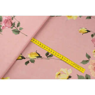 Chiffon stof roze glad bloemen patroon 0,5m