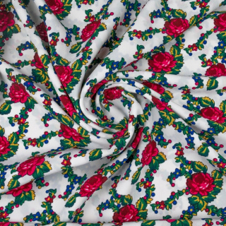 Krepstof wit volksmotief Bukovina 0,5m