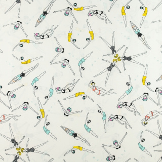 Stof Silki wit gesynchroniseerde zwemsters patroon 0,5m