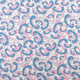 Stof Silki blauw elastisch paisley patroon 0,5m